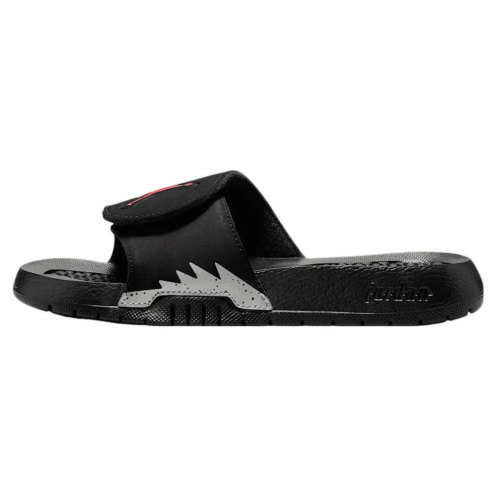 Air Jordan Hydro V Retro Black Fire Red Silver 555511-061 Size 5Y Youth Slides